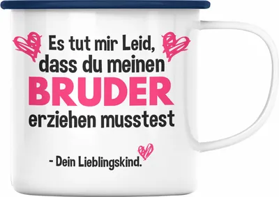 Produktbild von Trendation - Lieblingskind Muttertag Vatertag Emaille Tasse Geschenk Kinder Sohn Tochter Mama Emaille Tasse Spruch (Blau)