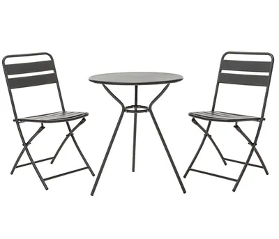 Produktbild von Dehner Balkonset Oslo, 3-teilig, mit 2 Klappstühlen und 1 Tisch, pulverbeschichteter Stahl, anthrazit