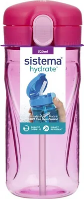 Zdjęcie produktu dla Butelka Sistema® Hydrate™ Quick Flip Top ze słomką 520 ml, różowa