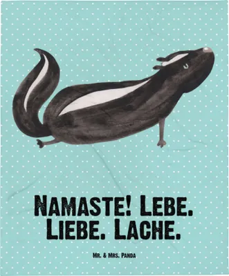 Produktbild von Mr. & Mrs. Panda Babydecke Stinktier Yoga - Türkis Pastell - Geschenk, Plaid, Wildtier, Erstlingsdecke, Kinderdecke, Liebe, Namaste, Schlummerdecke, Skunk, Fleecedecke