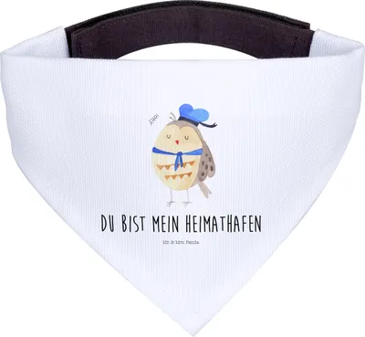 Produktbild von Mr. & Mrs. Panda Hundehalstuch Eule Matrose - Weiß - Geschenk, Tuch, Deko, Ehe, Hunde Bandana, Owl, Freundin, Halstuch, Hochzeitstag, Hunde-Halstuch, Hund
