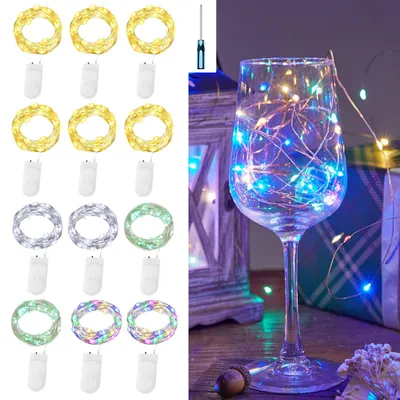Lichterkette 12er-Set, 2 m, 20 LEDs, warmweiß, batteriebetrieben