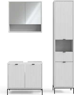 Image de Meubles bain Vicco Eliza Blanc 3 pièces, avec armoire haute, Model 49875
