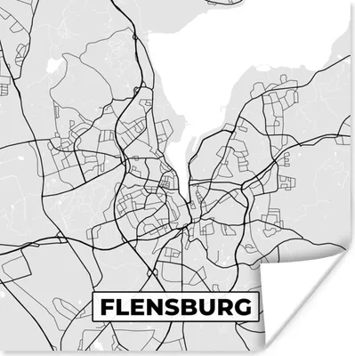 Produktbild von MuchoWow® Poster Karte - Deutschland - Flensburg - Karte - Stadtplan 50x50 cm - Wohnzimmerdekoration