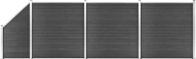Image de Ensemble de panneau de clôture WPC 619x(105-186) cm Noir