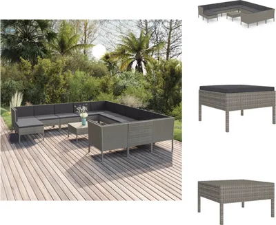 Produktbild von vidaXL 13-tlg. Garten-Lounge-Set mit Auflagen Poly Rattan Grau -  Gartenmöbel-Sets
