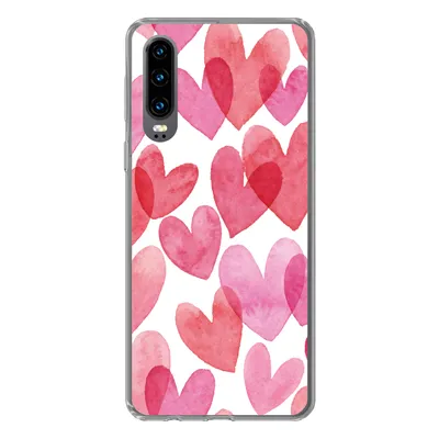 Produktbild von MuchoWow® Handyhülle Schutzhülle Hülle für Huawei P30 Ein Aquarell mit Herz-Illustration Silikon Softcase Handy Hülle - Kartenbesitzer