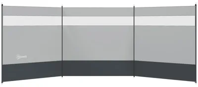 Produktbild von Windschutz mit Sichtfenster und Tragetasche, Stahlstangen, 440x140cm, Grau