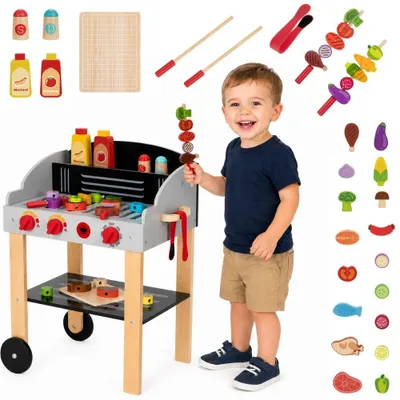 Image de Woopie Green Wooden Grill Brochettes Légumes Accessoires 24 Pcs.