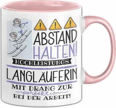 Produktbild von Langläuferin Tasse Geschenk Lustig Abstand Halten Hochleistungs-Langläuferin Mit Drang Zur Perfektion Bei Der Arbeit (Rosa)