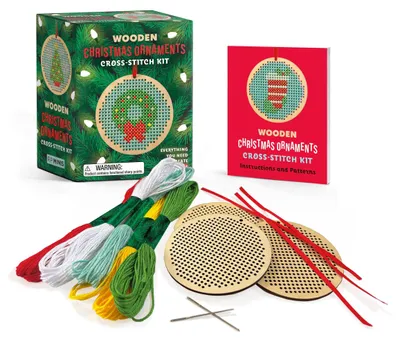 Zdjęcie produktu dla Wooden Christmas Ornaments Cross-Stitch Kit
