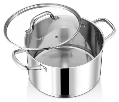 Immagine prodotto di Omgoods - Pentola con coperchio in vetro, 22 cm, adatta per induzione