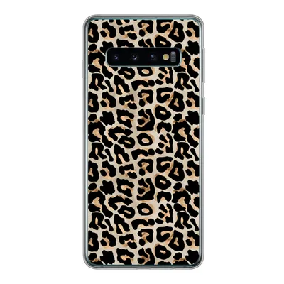 Produktbild von MuchoWow® Handyhülle Schutzhülle Hülle für Samsung Galaxy S10 Pantherdruck - Braun - Luxus Silikon Softcase Handy Hülle - Handytasche