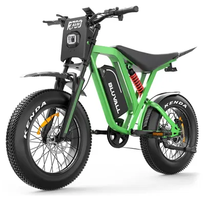Obrázek produktu pro Elektrokolo Fatbike – 1500W elektrické kolo pro dospělé – 52V, 25Ah lithium-iontová baterie – 51 cm široké pneumatiky pro terén – hydraulické kotoučové brzdy – plné odpružení – zelená barva