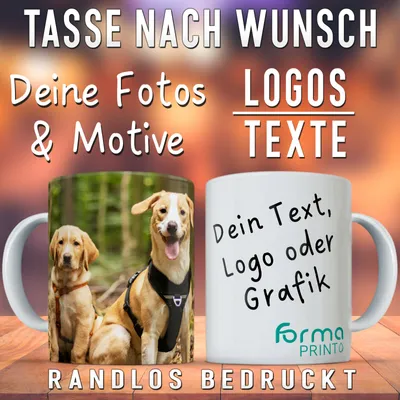 Produktbild von Fototasse Tasse mit Foto, Bild, Text, Logo Bedruckte Werbe Tassen Individuelle gestaltet Becher