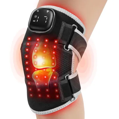 Produktbild von Rotlicht- und Vibrations-Massage-Knieband, schmerzlindernd, mit 660 nm & 850 nm Nahinfrarotlicht, geeignet für Knie, Schulter, Gelenke und Ellbogen