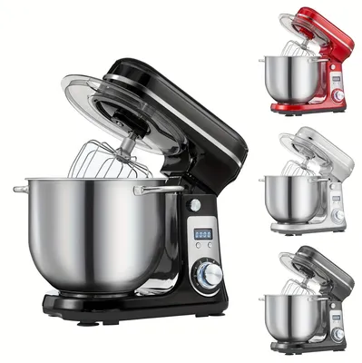 Obrázek produktu pro Kuchyňský mixér - stolní mixér - mixér - mixér na těsto - černý - nerezová mísa o objemu 6 litrů - 6 rychlostí