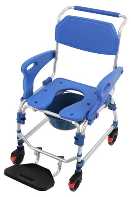Immagine prodotto di Sedia da bagno, design mobile, facile da spostare, blu e bianco