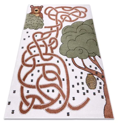 Image de Tapis FUN Honey pour enfants, ours, abeilles crème multicolore 80x150 cm