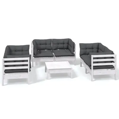 Immagine prodotto di vidaXL Set da salotto da giardino 7 pezzi con cuscini in legno di pino massiccio