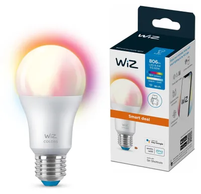 Produktbild von WiZ A60 E27 Tunable White & Color Lampe (60W), Intelligentes Leuchtmittel, Wi-Fi/Bluetooth, Weiß, Wi-Fi 4 (802.11n), 802.11b, 802.11g, LED, E27
