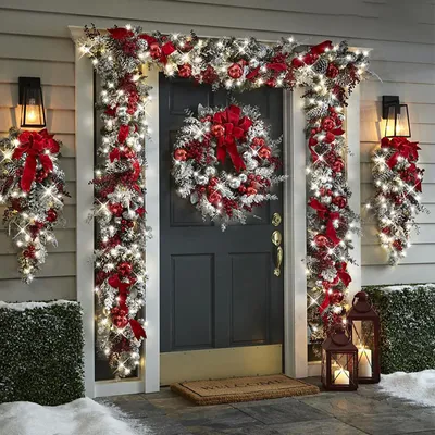 Imagen del producto de Guirnalda navideña para decorar puertas: Juego completo de adornos navideños con motivos de ramas