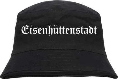 Produktbild von Eisenhüttenstadt Fischerhut - Altdeutsch - bedruckt - Bucket Hat Anglerhut Hut Schwarz L/XL