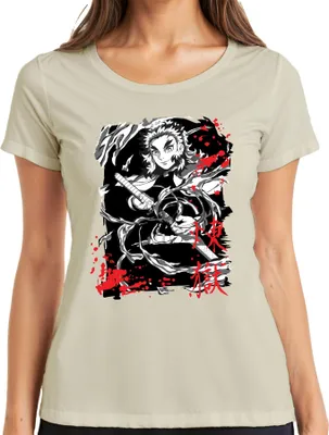Produktbild von Rengoku Kimetsu no Yaiba Flammen Schwert Anime Fan grunge Damen T-Shirt, Natur, L