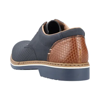 Produktbild von Rieker Herren Schnürschuh Halbschuh extra weit leicht geometrisches Muster 16504, Größe:43 EU, Farbe:Blau