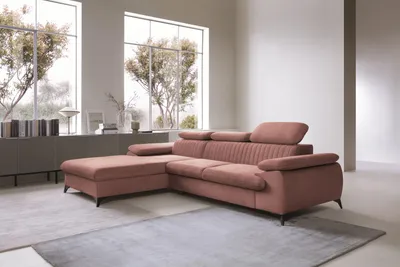 Produktbild von Masseno Ecksofa FIORE mit Schlaffunktion L-Form, Sofa mit Bettkasten, Wohnzimmersofa, Couch, Soffa, Bettsofa, Couchgarnitur- Rosa, MONOLITH 63