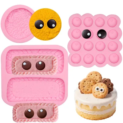 Silikon-Keksformen-Set, 3-teilig, rosa, BPA-frei, 12,5 x 13,5 cm