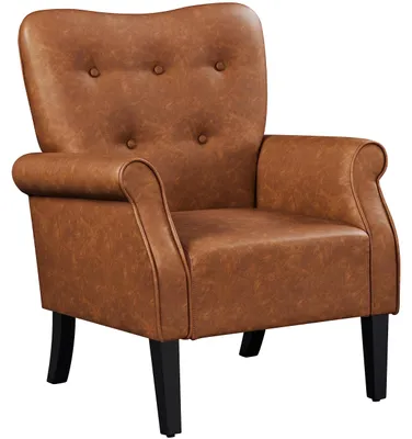 Image de Yaheetech : fauteuil moderne avec pieds en bois, fauteuil rembourré, fauteuil de télévision avec repose-pieds