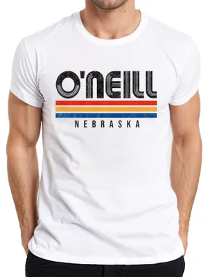 Produktbild von O'Neill Nebraska Vintage Retro 70s 80s Style Streifen USA Amerika Herren T-Shirt, Weiß, L