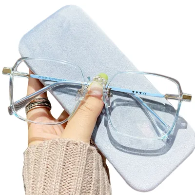 Produktbild von Blaulichtfilterbrille Uni Großer Rahmen Klare Sicht Starkes Scharnier Transparent Mit Rand Augenschutz Klare Blaulichtbrille Brille Blau