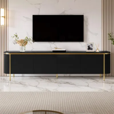 Produktbild von TV Lowboard,TV-Schrank Fernsehschrank TV Board Eisenfüße 6 Türen abgerundete Wohnzimmer