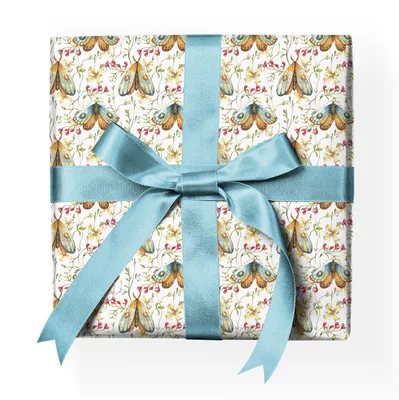 Produktbild von Zartes Schmetterling Geschenkpapier mit Faltern, weiß - G23065, 32 x 48cm