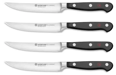 Steakmessenset 4-teilig, 12 cm, geschmiedet, schwarz