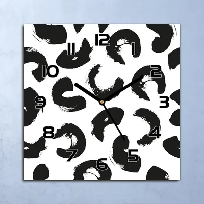 Produktbild von Wanduhr Echt-Glas-Küchenuhr Weiße und schwarze Abstraktion 30x30 Deko Bilder
