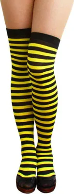 Produktbild von Oblique Unique Ringel Strumpfhose Overknee geringelt gestreift - schwarz gelb