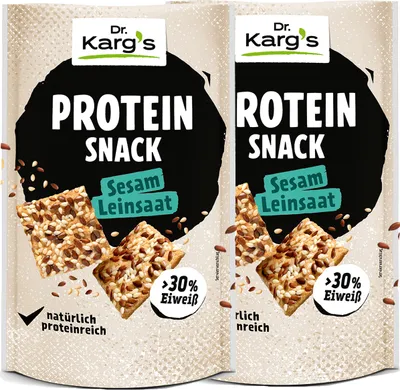 Produktbild von Dr. Kargs Protein Sesam knuspriger Leinsaat Snack 85g 2er Pack