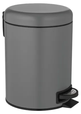 Produktbild von WENKO Müll Eimer 5 L LEMAN Abfall Tret Kosmetik Müll Eimer Grau Bad Gäste WC