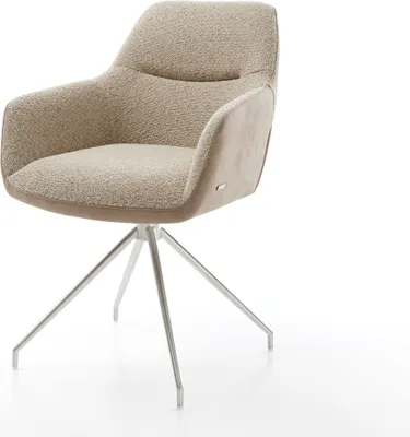Produktbild von DELIFE Drehstuhl Pejo-Flex Materialmix Schlamm Kreuzgestell konisch Edelstahl 180° drehbar Taschenfederkern