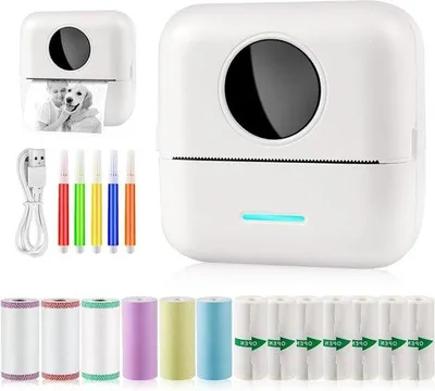 Produktbild von Mini-draagbare fotoprinter mit 13 Rollen Papier - 5 Stiften für Schule - Studienotizen, Tagebuch, Notizen, Liste