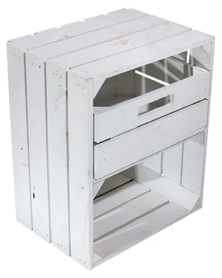 Produktbild von Weißer Nachttisch mit Schublade 50x40x30cm aus Obstkisten