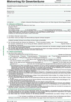 Immagine prodotto di RNK Verlag 598/10 Contratto di locazione per locali commerciali, 6 pagine, piegato in DIN A4, 10 pezzi