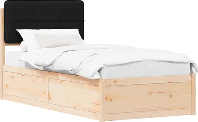 Obrázek produktu pro Rám postele s čalouněným čelem s čelo Černá 100 x 200 cm