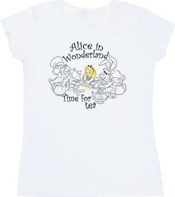 Produktbild von Disney - "Alice In Wonderland Time For Tea" T-Shirt für Damen BI7085 (S) (Weiß)
