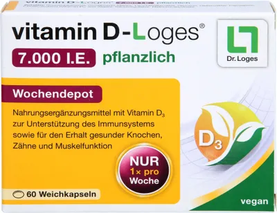 Produktbild von Vitamin D-Loges 7.000 I.E. pflanzliche Weichkapseln, 60 St. Kapseln