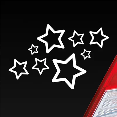 Produktbild von Auto Aufkleber Sterne Stars 15x10 cm Weiss Glanz Sticker Heckscheibenaufkleber