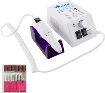 Produktbild von Elektryczny pilnik do paznokci Sina, elektryczna obcinarka do paznokci, z 6-częściowym zestawem końcówek i trzpieni, 6 tulei ściernych, 20 000 obr